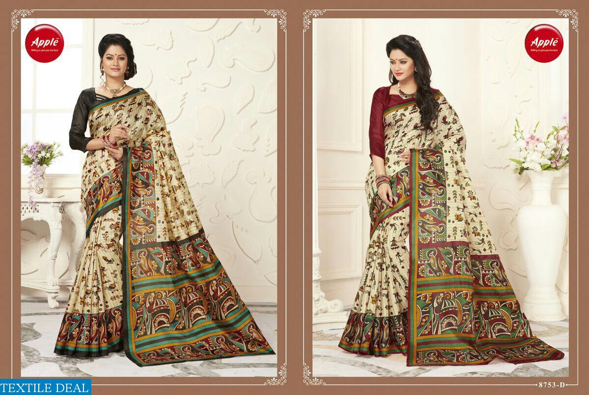 apple madhubani vol-5 wholesale cotton silk saree